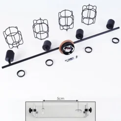 Lampes Vintages & Rétros-hofstein Plafonnier Loedingen Bois foncé, Noir, 4 lumières