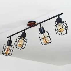 Lampes Vintages & Rétros-hofstein Plafonnier Loedingen Bois foncé, Noir, 4 lumières