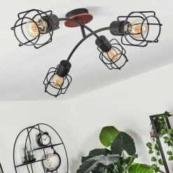 Lampes Vintages & Rétros-hofstein Plafonnier Loedingen Écru, Noir, 4 lumières