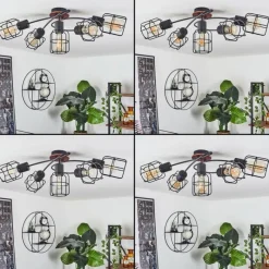 Lampes Vintages & Rétros-hofstein Plafonnier Loedingen Noir, 5 lumières