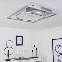 hofstein Plafonnier Loftheim LED Chrome, Nickel mat, 1 lumière