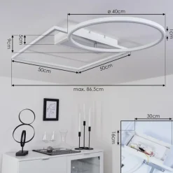 hofstein Plafonnier Loftheim LED Chrome, Blanc, 1 lumière