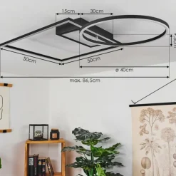 hofstein Plafonnier Loftheim LED Chrome, Noir, Blanc, 1 lumière, Télécommandes* Éclairage Led