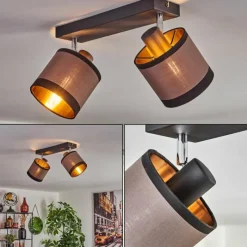 Lampes En Tissu-hofstein Plafonnier Lohobe Chrome, Noir, 2 lumières