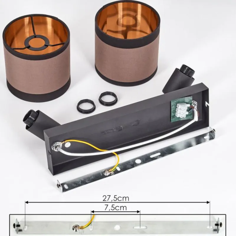 Lampes En Tissu-hofstein Plafonnier Lohobe Chrome, Noir, 2 lumières