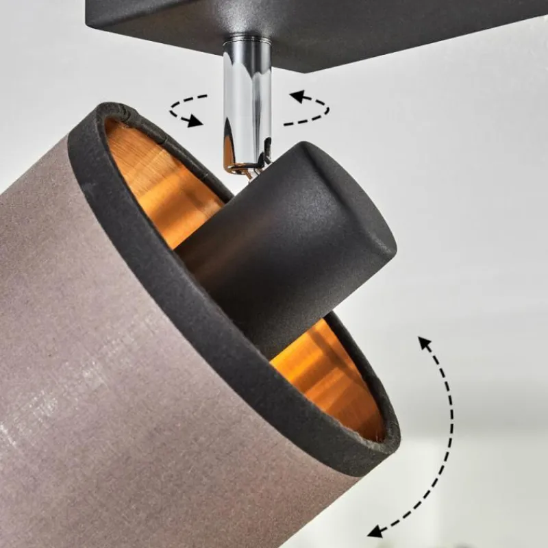 Lampes En Tissu-hofstein Plafonnier Lohobe Chrome, Noir, 2 lumières