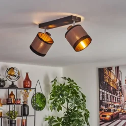 Lampes En Tissu-hofstein Plafonnier Lohobe Chrome, Noir, 2 lumières