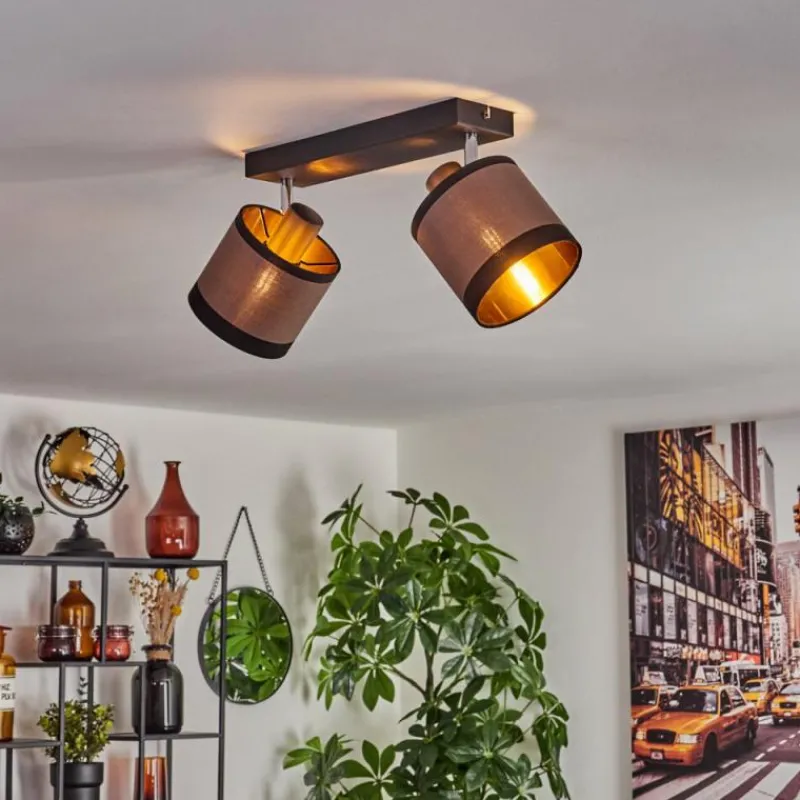 Lampes En Tissu-hofstein Plafonnier Lohobe Chrome, Noir, 2 lumières