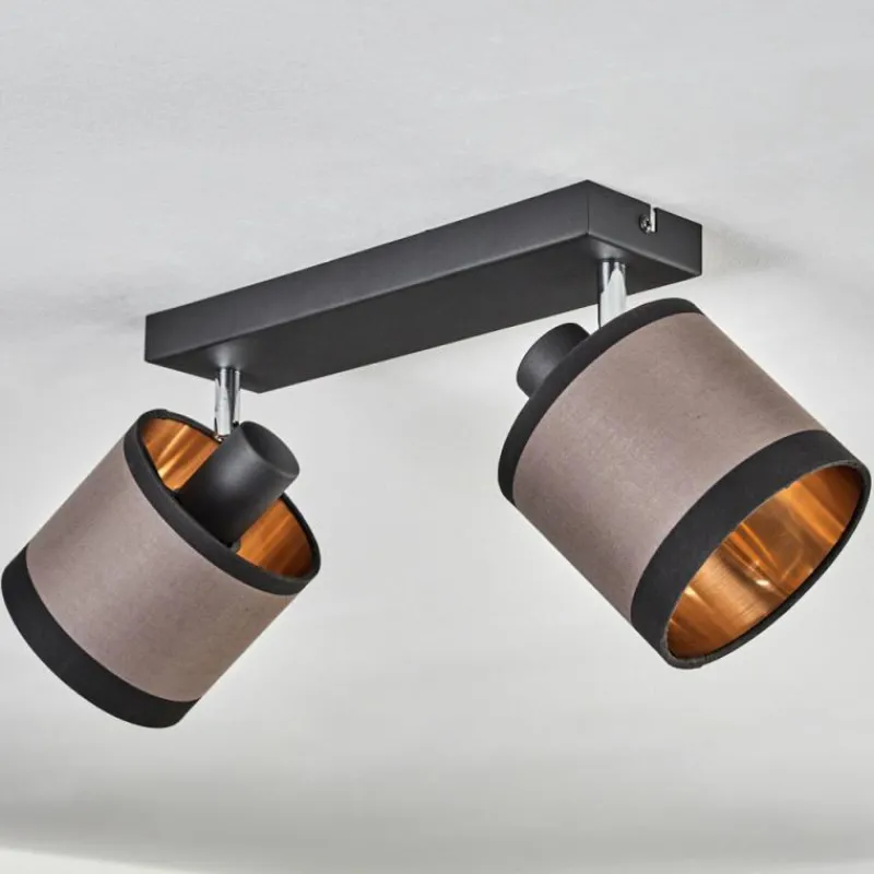 Lampes En Tissu-hofstein Plafonnier Lohobe Chrome, Noir, 2 lumières