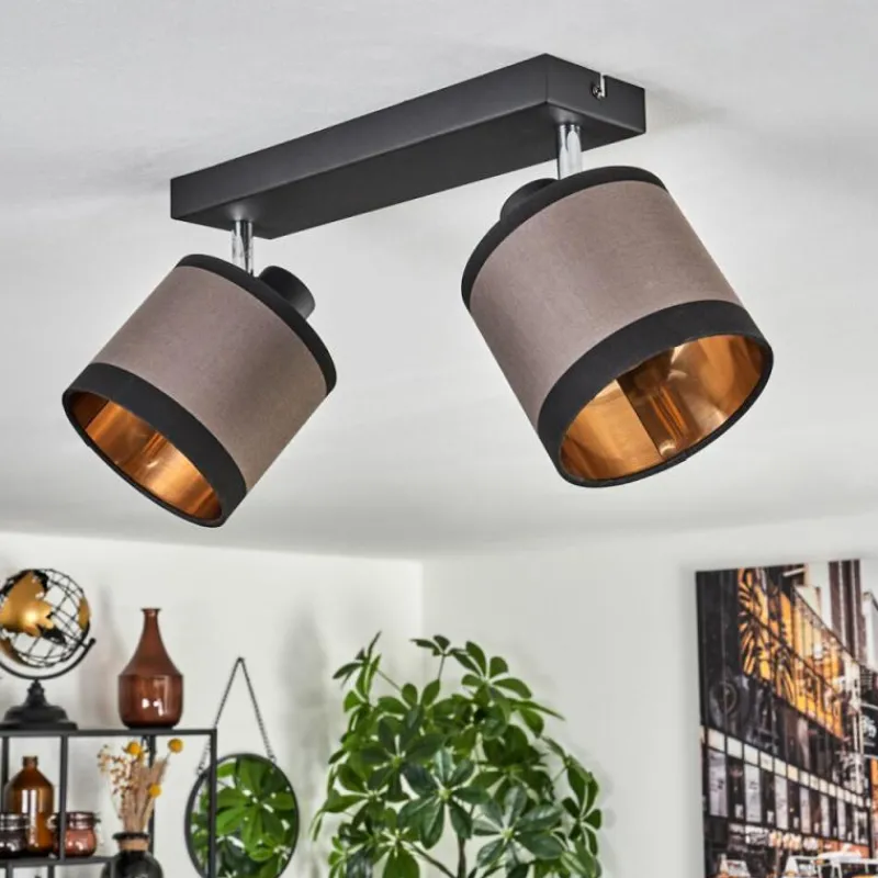 Lampes En Tissu-hofstein Plafonnier Lohobe Chrome, Noir, 2 lumières