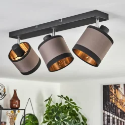 Lampes En Tissu-hofstein Plafonnier Lohobe Chrome, Noir, 3 lumières