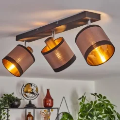 Lampes En Tissu-hofstein Plafonnier Lohobe Chrome, Noir, 3 lumières