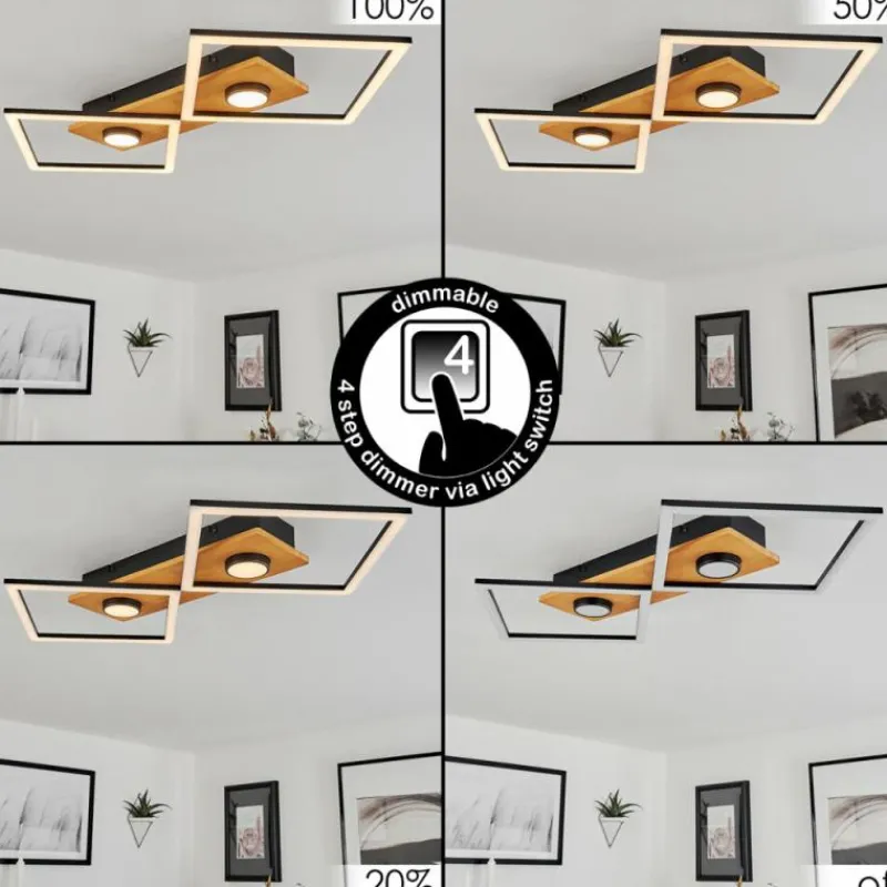 hofstein Plafonnier Lomnion LED Écru, Noir, 1 lumière