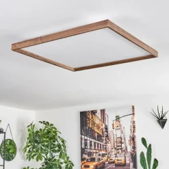 hofstein Plafonnier Longvic LED Brun, Couleur bois, Noir, 1 lumière