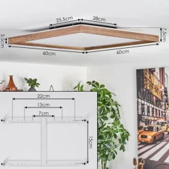 hofstein Plafonnier Longvic LED Brun, Couleur bois, Noir, 1 lumière