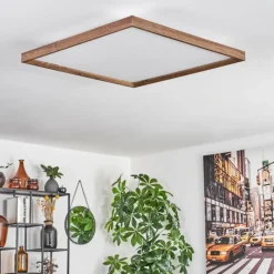 hofstein Plafonnier Longvic LED Brun, Couleur bois, Noir, 1 lumière