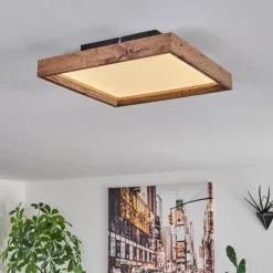 hofstein Plafonnier Longvic LED Brun, Couleur bois, Noir, 1 lumière