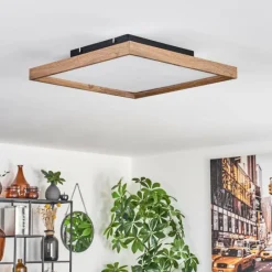 hofstein Plafonnier Longvic LED Brun, Couleur bois, Noir, 1 lumière