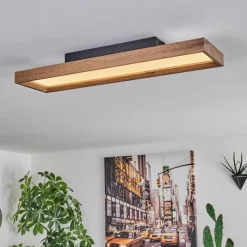 hofstein Plafonnier Longvic LED Brun, Couleur bois, Noir, 1 lumière