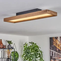 hofstein Plafonnier Longvic LED Brun, Couleur bois, Noir, 1 lumière