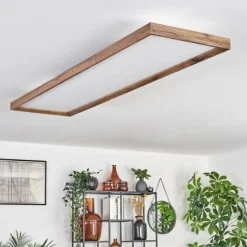 hofstein Plafonnier Longvic LED Couleur bois, Noir, 1 lumière