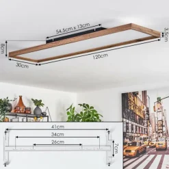 hofstein Plafonnier Longvic LED Couleur bois, Noir, 1 lumière