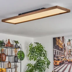 hofstein Plafonnier Longvic LED Couleur bois, Noir, 1 lumière