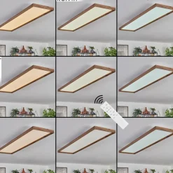 hofstein Plafonnier Longvic LED Couleur bois, Noir, 1 lumière, Télécommandes