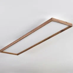 hofstein Plafonnier Longvic LED Couleur bois, Noir, 1 lumière, Télécommandes