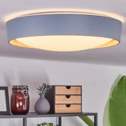 Lampes En Bois-hofstein Plafonnier Louea LED Brun, Gris, Couleur bois, 1 lumière