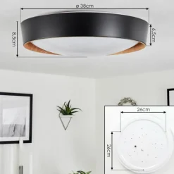 hofstein Plafonnier Louea LED Brun, Couleur bois, Noir, 1 lumière