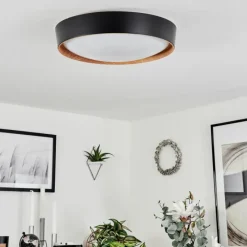 hofstein Plafonnier Louea LED Brun, Couleur bois, Noir, 1 lumière