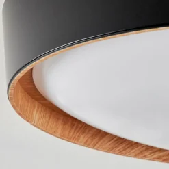 hofstein Plafonnier Louea LED Brun, Couleur bois, Noir, 1 lumière