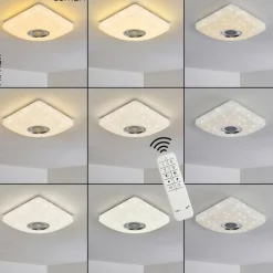 hofstein Plafonnier Lovisa LED Chrome, Blanc, 1 lumière, Télécommandes, Changeur de couleurs* Éclairage Led