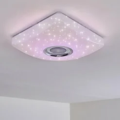 hofstein Plafonnier Lovisa LED Chrome, Blanc, 1 lumière, Télécommandes, Changeur de couleurs* Éclairage Led