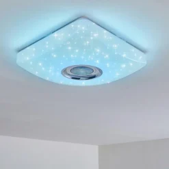 hofstein Plafonnier Lovisa LED Chrome, Blanc, 1 lumière, Télécommandes, Changeur de couleurs* Éclairage Led