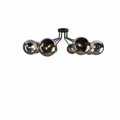 Suspension Verre Fumé-Luce Design Plafonnier NEPTUN Noir, 8 lumières