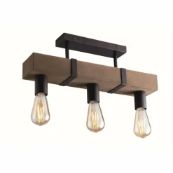Luminaires Rustiques-Luce Design Plafonnier Texas Brun, 3 lumières