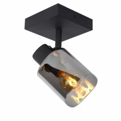 Suspension Verre Fumé-Luminaires Lucide Plafonnier Lucide ALION Noir, 1 lumière