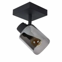 Suspension Verre Fumé-Luminaires Lucide Plafonnier Lucide ALION Noir, 1 lumière