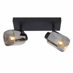 Suspension Verre Fumé-Luminaires Lucide Plafonnier Lucide ALION Noir, 2 lumières