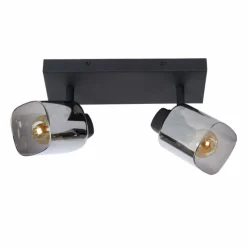 Suspension Verre Fumé-Luminaires Lucide Plafonnier Lucide ALION Noir, 2 lumières