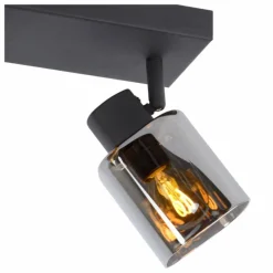 Suspension Verre Fumé-Luminaires Lucide Plafonnier Lucide ALION Noir, 2 lumières