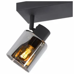 Suspension Verre Fumé-Luminaires Lucide Plafonnier Lucide ALION Noir, 3 lumières