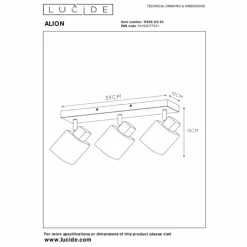 Suspension Verre Fumé-Luminaires Lucide Plafonnier Lucide ALION Noir, 3 lumières