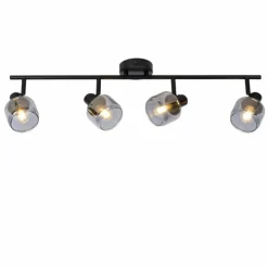 Suspension Verre Fumé-Luminaires Lucide Plafonnier Lucide BJORN Noir, 4 lumières