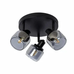 Suspension Verre Fumé-Luminaires Lucide Plafonnier Lucide BJORN Noir, 3 lumières
