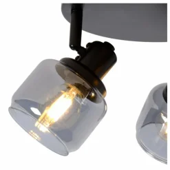Suspension Verre Fumé-Luminaires Lucide Plafonnier Lucide BJORN Noir, 3 lumières