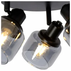 Suspension Verre Fumé-Luminaires Lucide Plafonnier Lucide BJORN Noir, 3 lumières