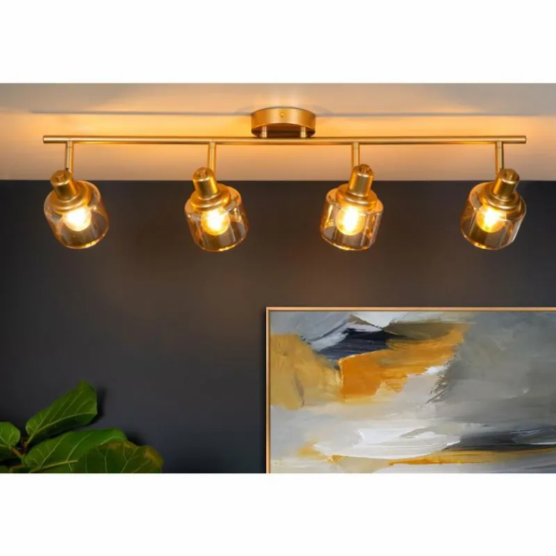 Luminaires Lucide Plafonnier Lucide BJORN Or, Laiton, 4 lumières